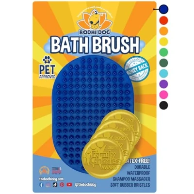 Image of NEW Grooming Pet Shampoo Brush Soothing Massage Rubber Bristles Curry Comb for Dogs &amp; Cats Washing Professional Quality