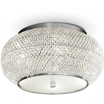 Image of Pasha 6 Light Ceiling Flush Chrome, Crystal, E14