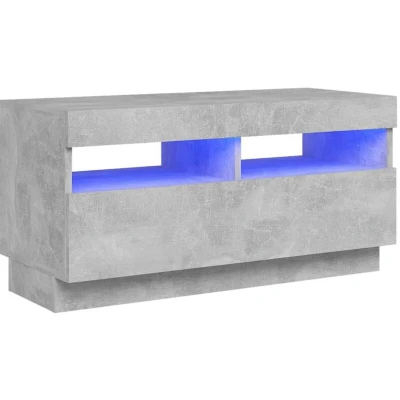 Image of vidaXL TV Cabinet with LED Lights Concrete Grey, Engineered Wood Media Storage Unit for Living Room, Bedroom