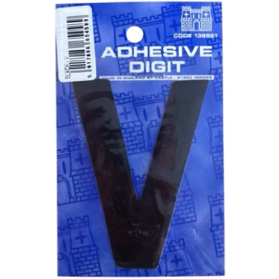 Image of CASTLE PROMOTIONS V 3in. Adhesive Digit Black Pack of 12 DPX12V