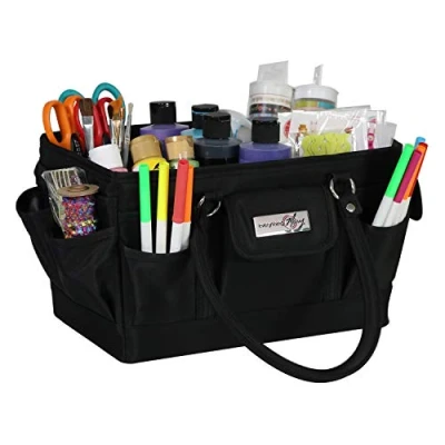 Image of Everything Mary Black Deluxe Store and Tote Bag Storage Craft for Crafts, Sewing, Paper, Art, Desk, Canvas, Supplies Organization with Handles Travel, SG_B007P57STE_US