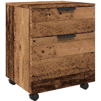 Image of vidaXL Mobile File Cabinet with Wheels Old Wood 45x38x54 cm Engineered