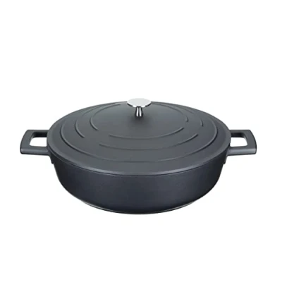 Image of MasterClass Shallow Casserole Dish with Lid 4L/28 cm, Lightweight Cast Aluminium, Induction Hob and Oven Safe, Black