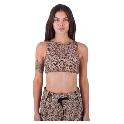 Image of Hurley Women&#039;s Max Leopard High Neck 2 Way Top Bikini, Brown Sugar, M