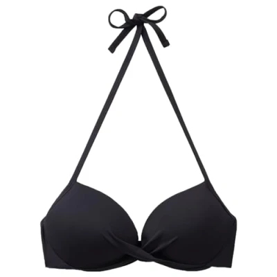 Image of United Colors of Benetton Women&#039;s Padded Bra 3P5H5R00Q Bikini Top, Black 700, S