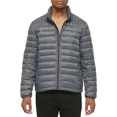 Image of Tommy Hilfiger Men&#039;s Lightweight Down Alternative Packable Puffer Jacket Coat, Charcoal, 3XL
