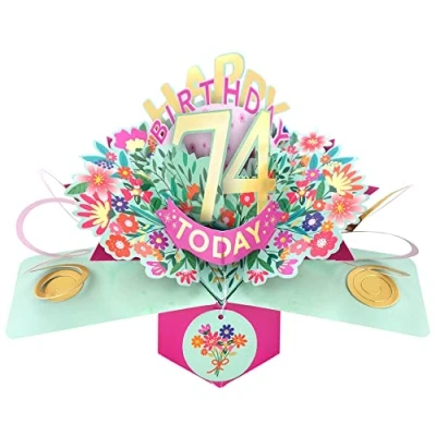 Image of Happy 74th Birthday 74 Today Pop Up Greeting Card Love Kate&#039;s Cards Her POP215MC74