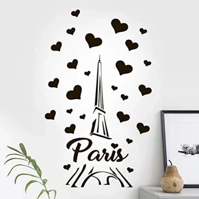 Image of Paris Eiffel Tower Wall Art Sticker Bedroom Decal Kitchen Decor Decorative Living Room Home Vinyl Decoration Love Travel Mural Nursery Removable Picture Hallway Stencil Window Door Stencils Adhesive