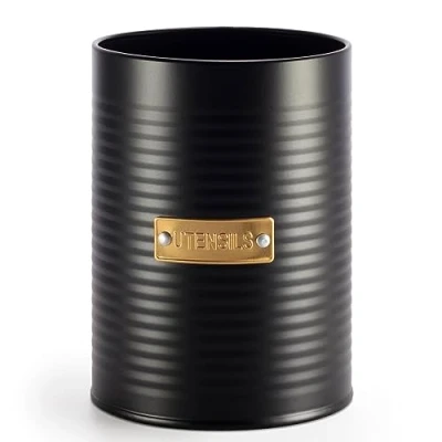 Image of EHC Utensil Organiser Storage Pot Jar, Matte Black, 1L, 15 (H) x 11 (Dia.) cm