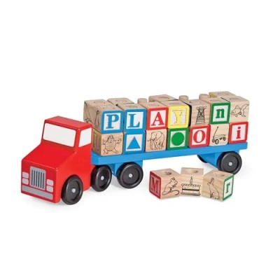 Image of Melissa &amp; Doug Alphabet Truck Wooden Vehicles Trains Trucks 3+ Gift for Boy or Girl