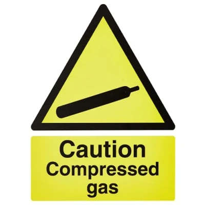 Image of V Safety Caution Compressed Gas Warning Sign 150mm x 200mm 1mm Rigid Plastic