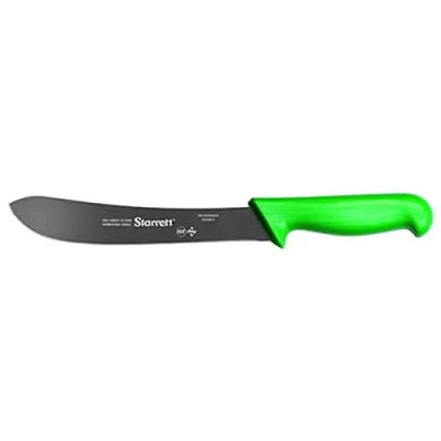 Image of Starrett Professional Stainless Steel Chefs Steak Knives Narrow Curved Profile 8 inch (200mm) Green Handle