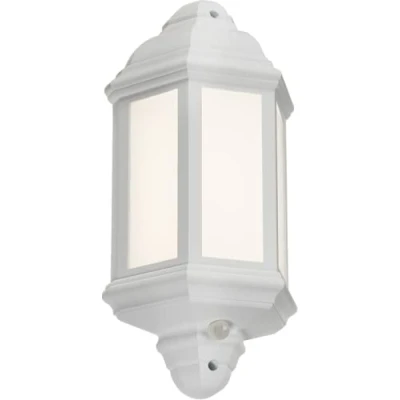 Image of KnightsBridge 230V IP54 LED Half Wall Lantern with PIR White
