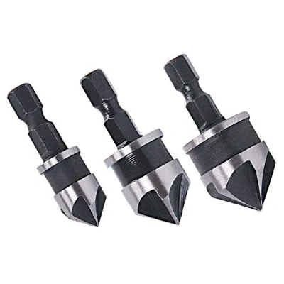 Image of Malayas 1/4&quot; Hex Shank 12mm/16mm/19mm Countersink Drill Bit 5 Flute 90 Degree Woodworking Bits