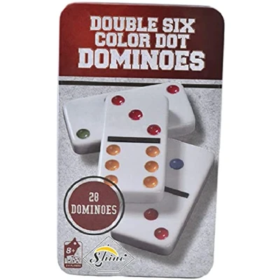 Image of SHINE Dominoes Double 6 Game Set Color Dot Design Kids Adults