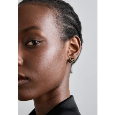 Image of Tory Burch KIRA Flower STUD Earring Earrings goldcoloured/black, Women&#039;s, Size: One Size, Gold coloured/black