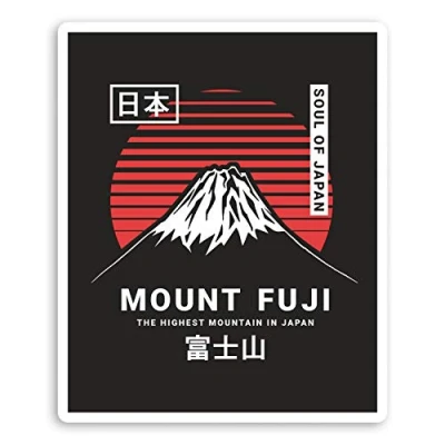 Image of 2 x 10cm Mount Fuji Vinyl Stickers Japan Mountain Sun Luggage Sticker #30205 (10cm Tall)
