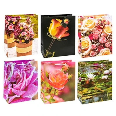 Image of TSI 84315 Gift Bags Roses, Pack of 12, Size: Large (10 x 5.5 12.5 inch)