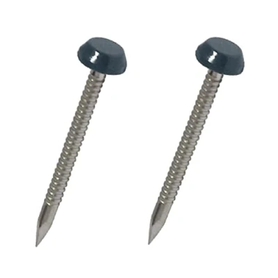 Image of HomeSmart 50 Pack 40mm Anthracite Grey UPVC Poly Top Pins Nails UV Resistant Stainless Steel Plastic Headed Polypins for Durable and Weatherproof Fixing of Soffits, Fascias, Roofline Trims