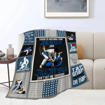 Image of Jujitsu Gifts Blanket Throw Blankets Cozy Fleece Flannel Soft Warm Plush Lightweight Jiu Jitsu for Men Boys Couch Sofa Bed 40&quot;X50&quot;