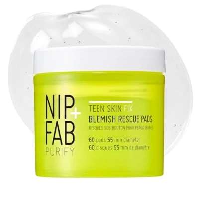 Image of Nip + Fab Teen Skin Fix Zero Breakout Rescue Face Pads with Salicylic Acid, Witch Hazel and Antioxidant Wasabi Extract, BHA Facial Pad for Cleansing Pores Prevent Breakouts Blemishes, 60 Count