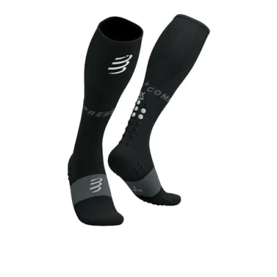 Image of COMPRESSPORT Full Oxygen Unisex Adult Running Socks, Black, 39 41