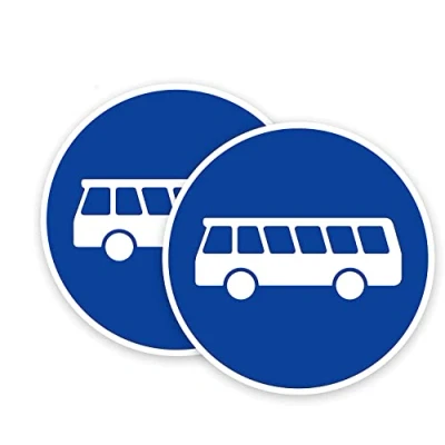 Image of Pack of 2 Bus Stop Sign Stickers(150 mm) with waterproof Traffic Rules Stickers #TR082B Limited