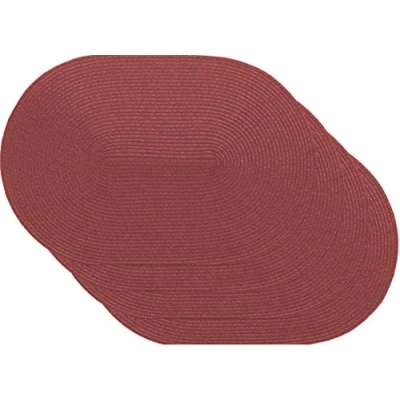 Image of Venilia Berry Oval Placemat, Table Linen, Place Mats for Dining Room, Berry, Woven, Set of 4, Food Safe, 30 x 45 cm, 59120