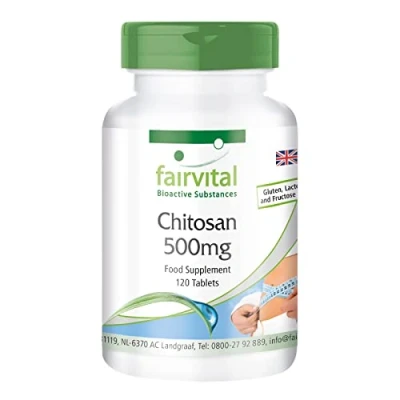 Image of Fairvital Chitosan 500mg HIGH Dosage 120 Tablets Natural Fiber