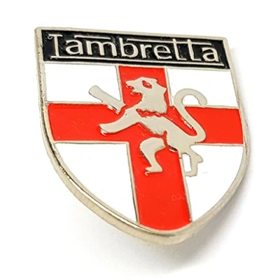 Image of Lambretta On England St George Flag Shield MOD Metal Enamel Badge