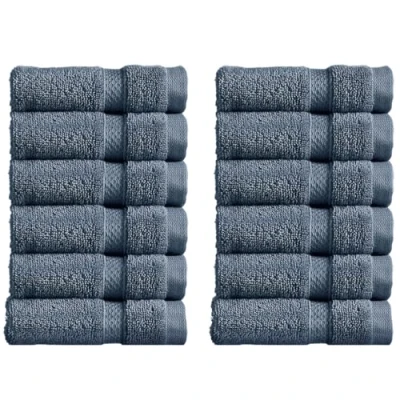 Image of Christy Chroma Face Cloths Set Pack of 12 Soft Velvety Smooth Bathroom Flannels Bold and Bright Body Wash 100% Cotton Cobalt Blue