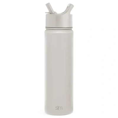 Image of Simple Modern Water Bottle with Straw Insulated Stainless Steel Thermos for Sports Gym Summit Collection 650ml Almond Birch
