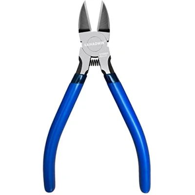 Image of Wire Cutters, 6 inch, KAIHAOWIN Precision Flush Cutters Ultra Sharp for Crafting Side Snips Spring Loaded Dikes Cutter Jewelry Making, Blue with Black Handle