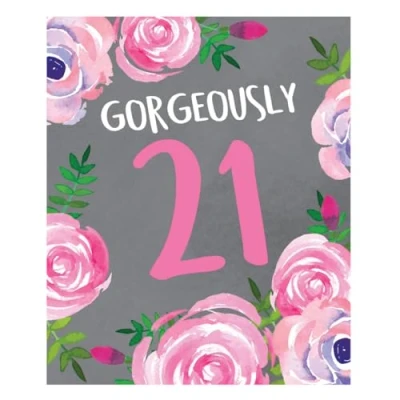 Image of Blooming Fabulous, Gorgeously 21&quot; 21st Birthday Card for Her, Age 21 Card, Cute a Girl