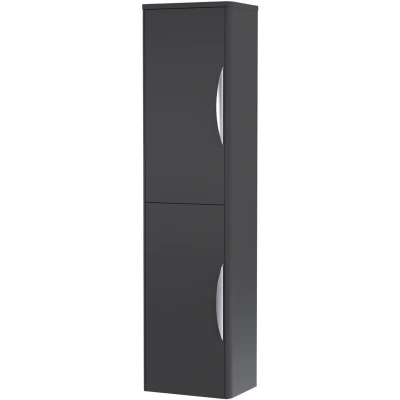 Image of Wall Hung 2 Door Tall Bathroom Storage Unit 350mm Soft Black