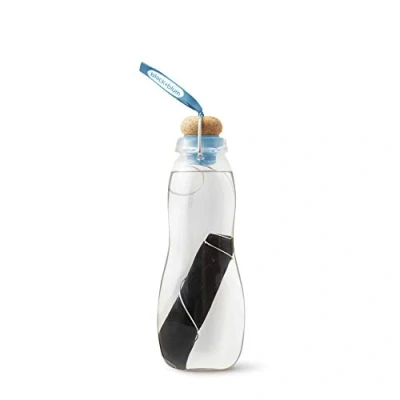 Image of BLACK+BLUM Eau Good Glass Water Bottle with Charcoal Filter Using Traditional Japanese Binchotan Charcoal, Supercharge Your Hydration, Leak Proof BPA Free Bottle, Blue, 650ml