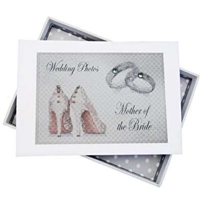 Image of White Cotton Cards Day, Mother of the Bride Mini Photo Album, Shoes and Wedding Rings design, Board, 12.5 x 17.5 2.5 cm