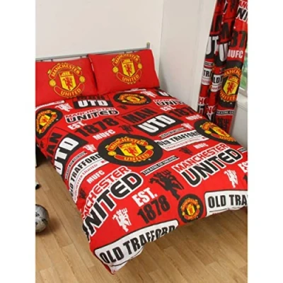 Image of Manchester United Official Patch 3 pieces Double Duvet Cover Set Red