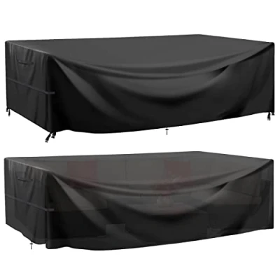 Image of Garden Furniture Covers Waterproof, Patio Waterproof Anti UV Outdoor with Handle Strap Drawstring Buckle for Sofa Table Chair Set (230X165X80cm, Black)