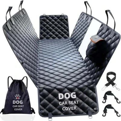 Image of Razlug Premium Dog Car Seat Cover, 100% Waterproof, Extra Large Size, Nonslip, Scratchproof, Durable Accessories with Free Safety Leash &amp; Storage Bag for Cars, SUVs, and Trucks