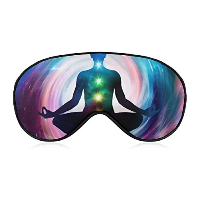 Image of Space Meditation with Glowing Chakras Comfortable Sleep Eye Mask Soft Covers for Sleeping Adjustable Strap