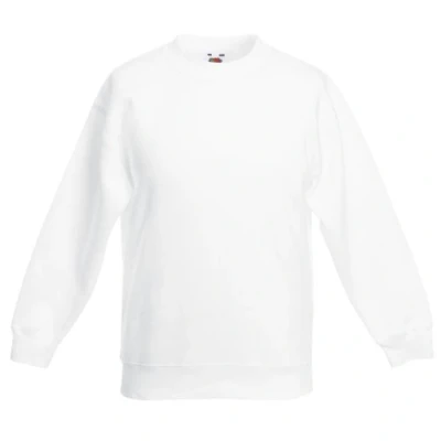Image of Fruit of the Loom Childrens Unisex Set In Sleeve Sweatshirt (White) Size 9 10Y