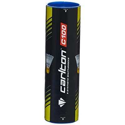 Image of Carlton Badminton Shuttle Club C100 Yellow, Medium Speed (77 Grains), for Juniors and Beginners (1 x 6 Tube)