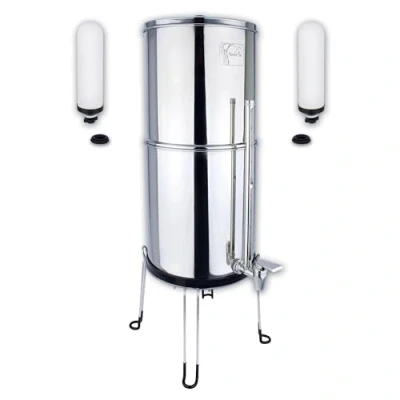 Image of NEWTON Premium Gravity Water Filter System with Heavy Metal and Fluoride Removal Reduces Limescale 12L Capacity 2X Candles, Stainless Steel Stand &amp; Sight Glass Tap