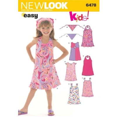 Image of New Look 6478 Size A Child Dresses Sewing Pattern, Multicolour, (3 4 5 6 7 8), U06478A