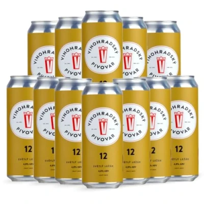 Image of Vinohradský Pivovar 12 Czech Unflitered Lager 500ml Cans 4.8% ABV (12 Pack)