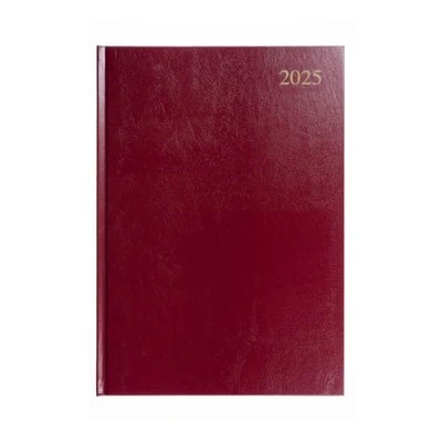 Image of Collins Essential 2025 Business Diary A4 Week to View Planner with Leathergrain Hardback Cover Maroon ESSA43.78 25