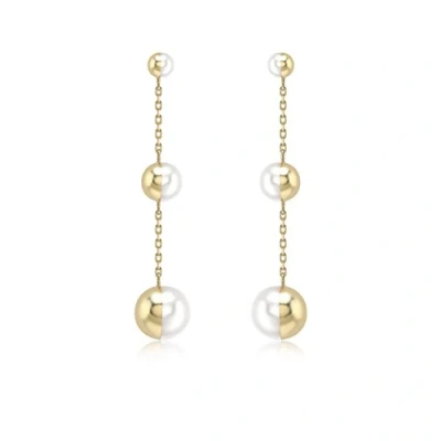 Image of Carissima Gold Women 9 ct (375) Yellow Half Covered Fresh Water Pearl Graduated Drop Earrings