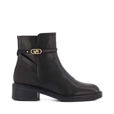 Image of Dune London Womens Ladies Praising Branded Buckle Casual Ankle Boots Black Leather (archived) Size UK 3