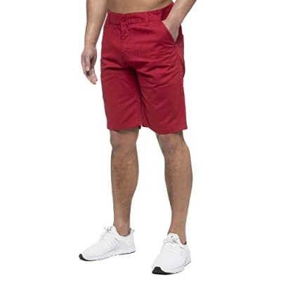 Image of 989Zé ENZO Mens Chino Shorts Cotton Regular Fit Summer Casual Smart Half Pants EZS429 RED 40